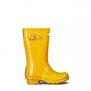 Hunter Boots Big Kids Original Gloss Rain Boots Yellow | 95813-BSLK