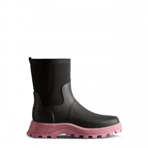 Hunter Boots City Explorer Neoprene Short Boots Black/Pink Fizz | 06748-LZQI