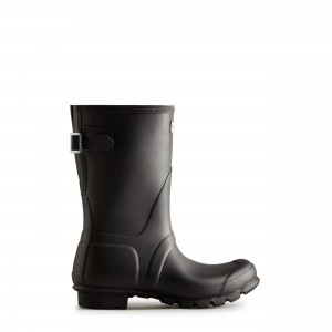 Hunter Boots Original Back Adjustable Short Rain Boots Black | 45231-FTZD