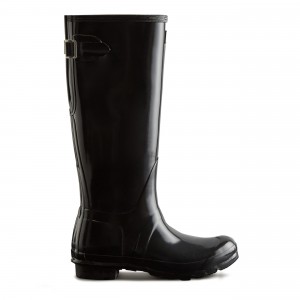 Hunter Boots Original Back Adjustable Tall Gloss Rain Boots Black | 69420-WDJP