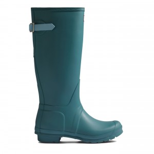 Hunter Boots Original Back Adjustable Tall Rain Boots Teal Tempo/Shifting Blue | 68573-XLMG
