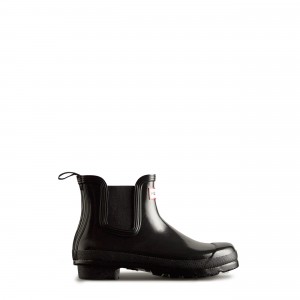 Hunter Boots Original Gloss Chelsea Boots Black | 16253-MZXJ
