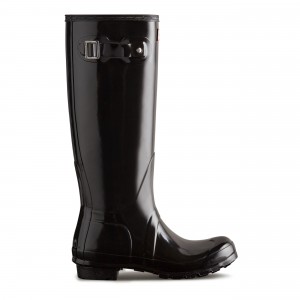 Hunter Boots Original Tall Gloss Rain Boots Black | 61523-YKEP