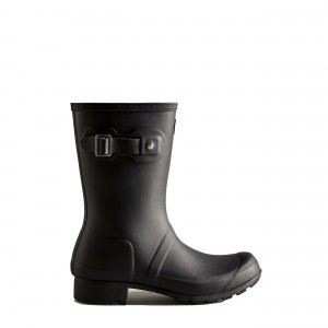 Hunter Boots Tour Foldable Short Rain Boots Black | 80419-UGQA
