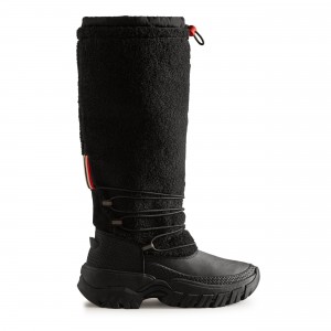 Hunter Boots Wanderer Insulated Vegan Shearling Tall Snow Boots Black | 85491-DWLJ