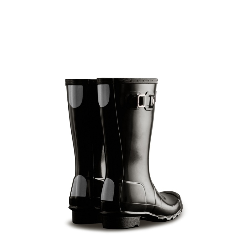 Hunter Boots Big Kids Original Gloss Rain Boots Black | 46321-HMGU