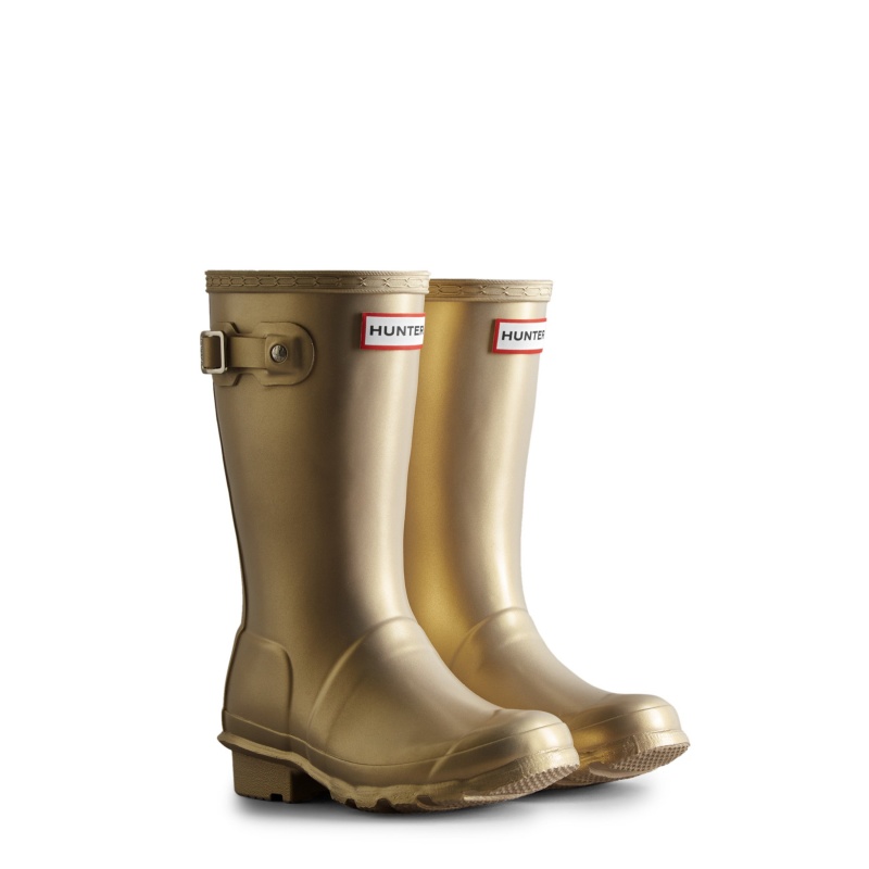 Hunter Boots Big Kids Original Nebula Rain Boots Pale Gold | 52310-HNMP