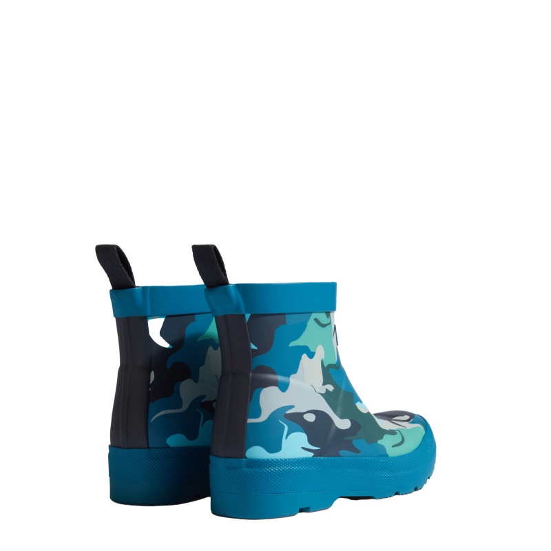 Hunter Boots Big Kids PLAY Water Camo Boots Frolicking Blue/Meadow Navy | 08641-HSPB