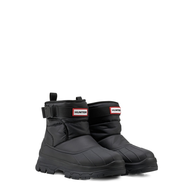 Hunter Boots Buckle Short Snow Boots Black | 91724-TRVQ