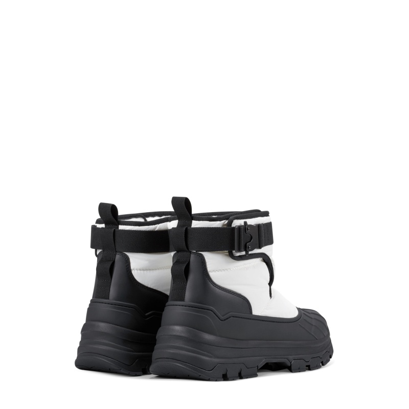 Hunter Boots Buckle Short Snow Boots White/Black | 21306-ENYC