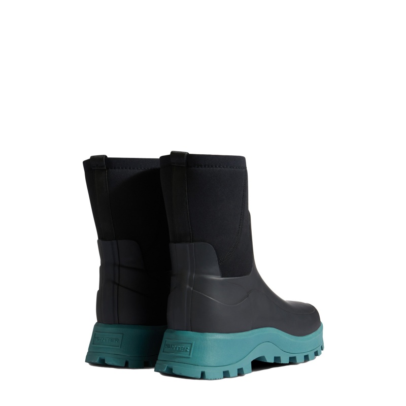 Hunter Boots City Explorer Neoprene Short Boots Black/Teal Tempo | 06249-LCUM