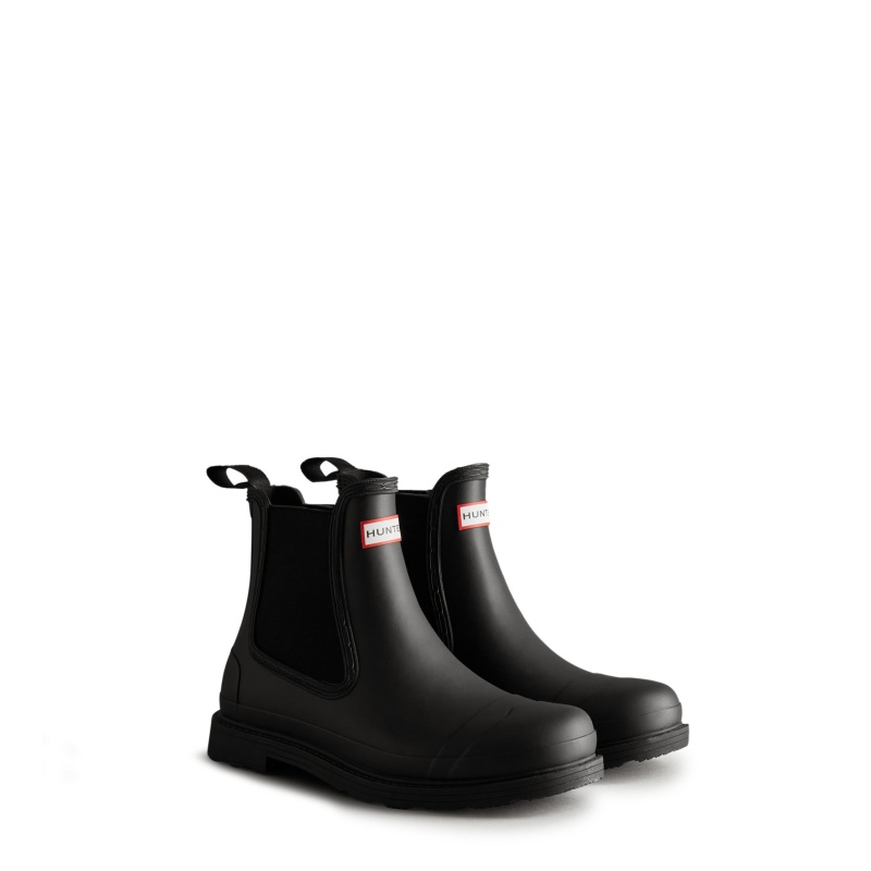 Hunter Boots Commando Chelsea Boots Black | 16948-OFEP