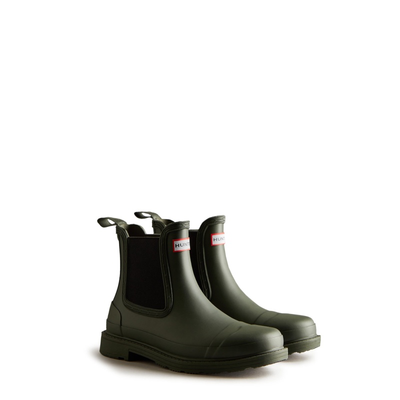 Hunter Boots Commando Chelsea Boots Dark Olive | 28605-JDRS