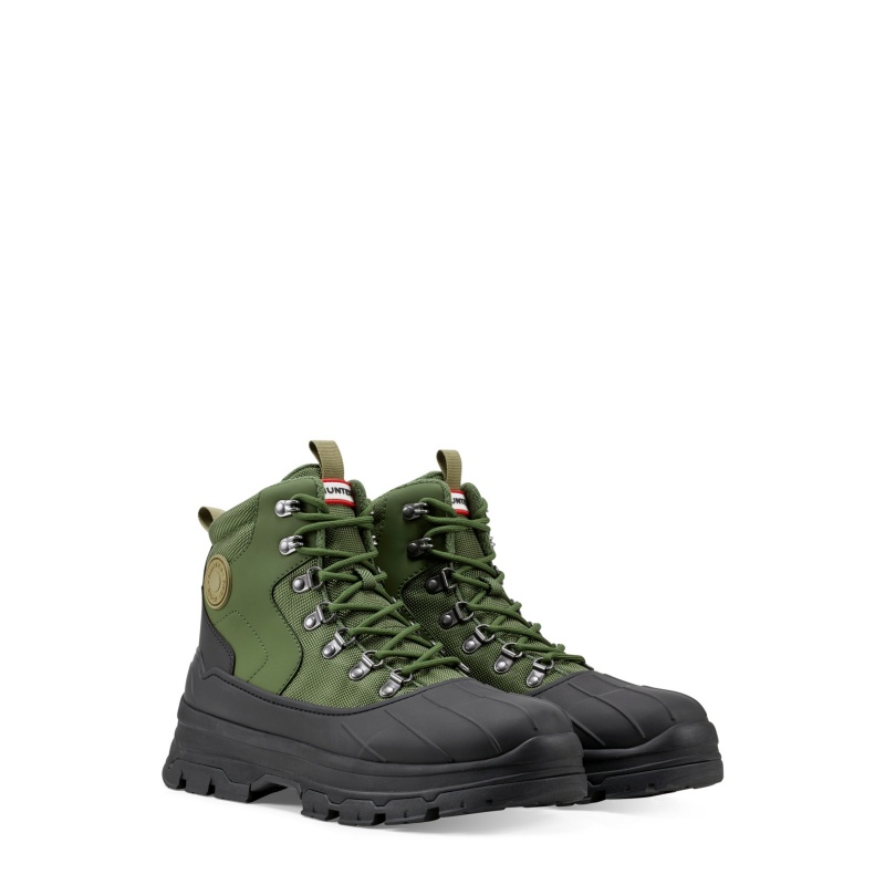 Hunter Boots Explorer Duck Boots Flexing Green/Black | 60791-QYRB