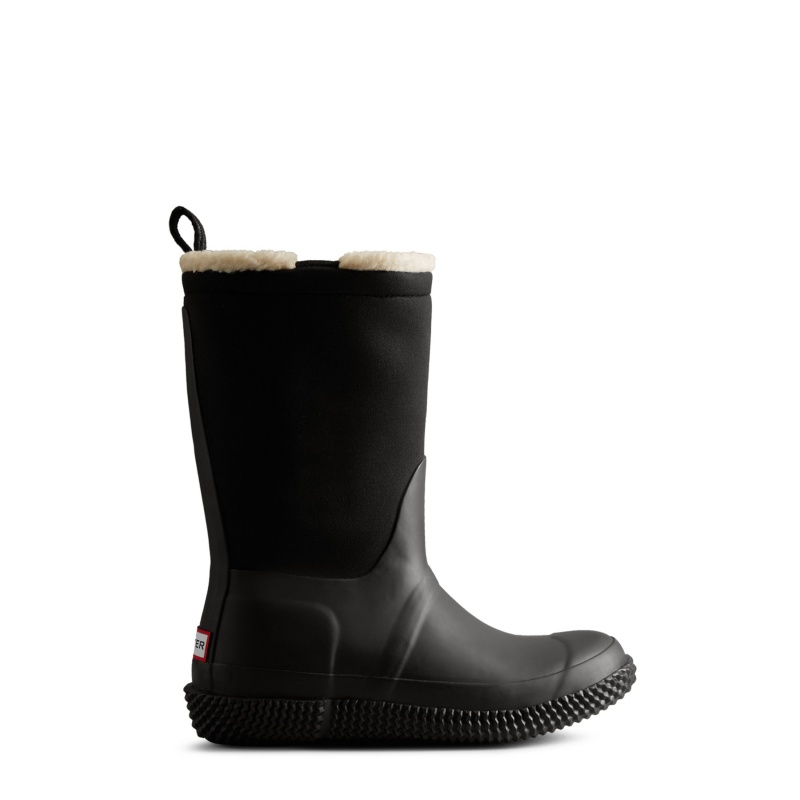 Hunter Boots Indoor/Outdoor Insulated Roll Top Webbing Vegan Shearling Shoes Black/White Willow | 65492-YOIH