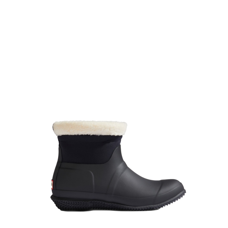 Hunter Boots Indoor/Outdoor Insulated Short Boots Black/White Willow | 83425-GNYU