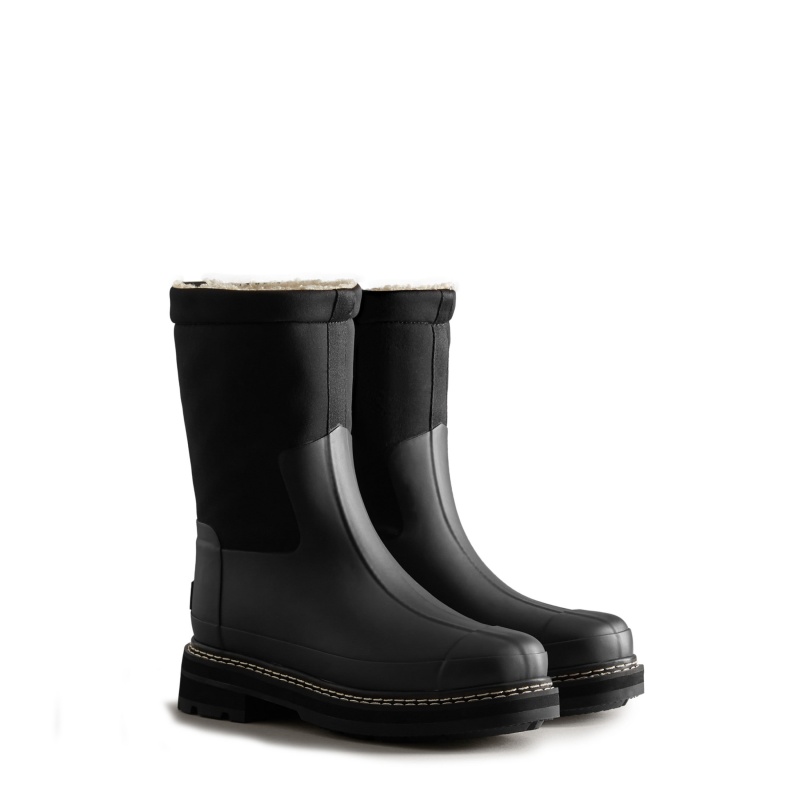 Hunter Boots Insulated Refined Knit Rain Boots Black | 23798-JESN