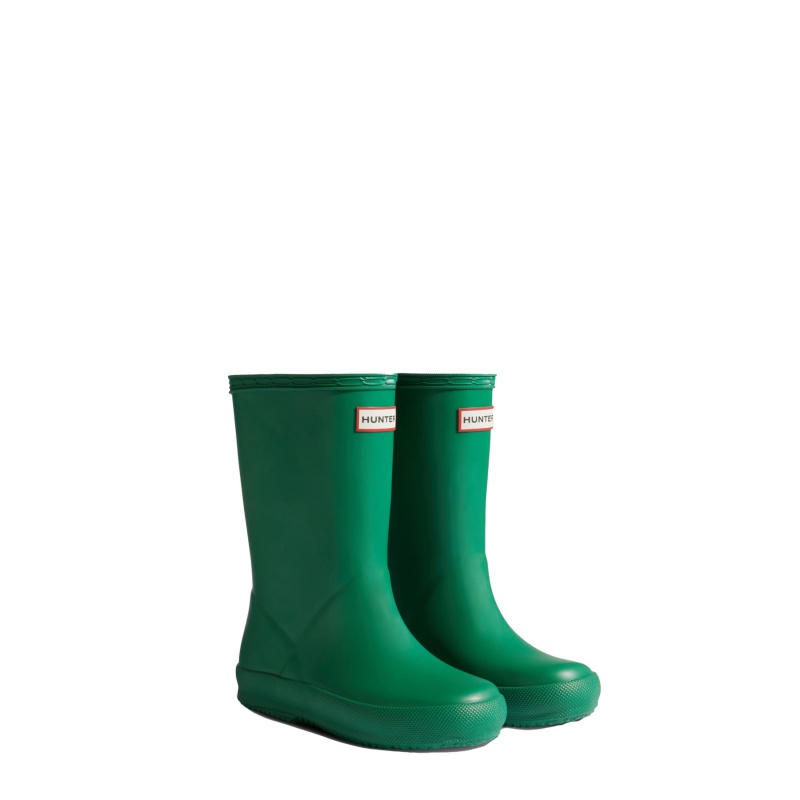 Hunter Boots Kids First Classic Rain Boots Twisting Green | 47052-TJNL