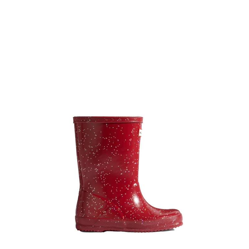 Hunter Boots Kids First Giant Glitter Rain Boots Vital Burgundy | 65782-UYHZ