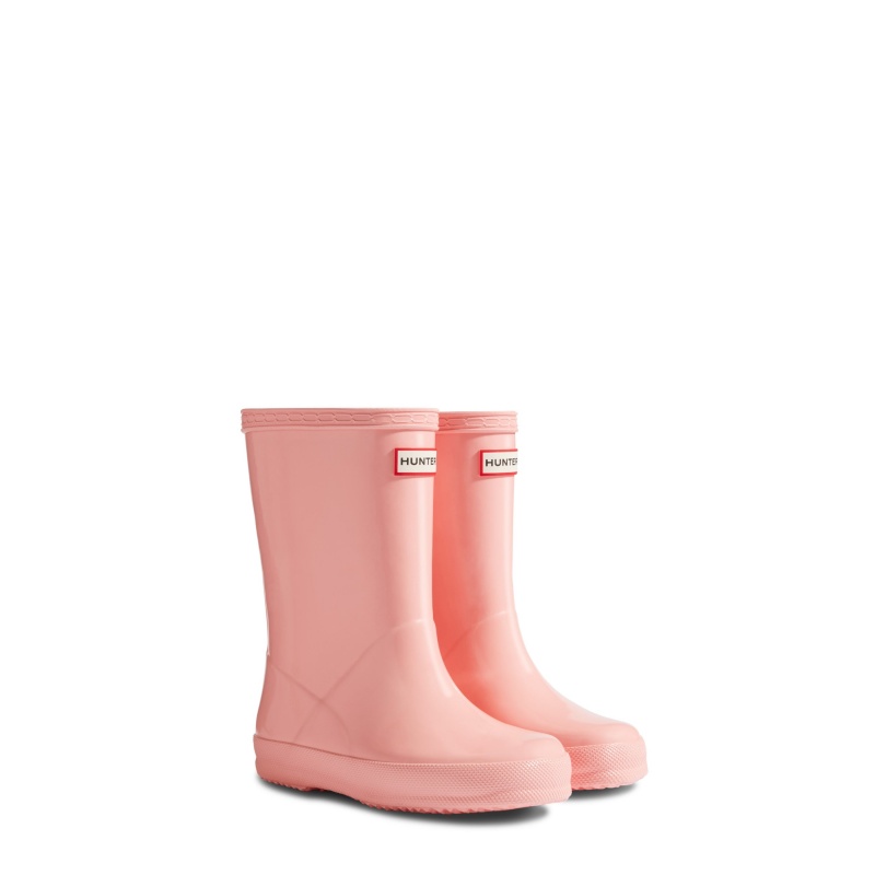 Hunter Boots Kids First Gloss Rain Boots Humming Pink | 54603-GJSD