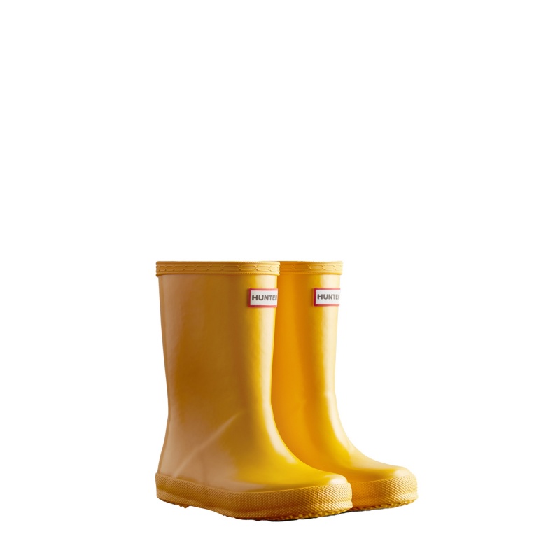 Hunter Boots Kids First Gloss Rain Boots Yellow | 45693-NXCE