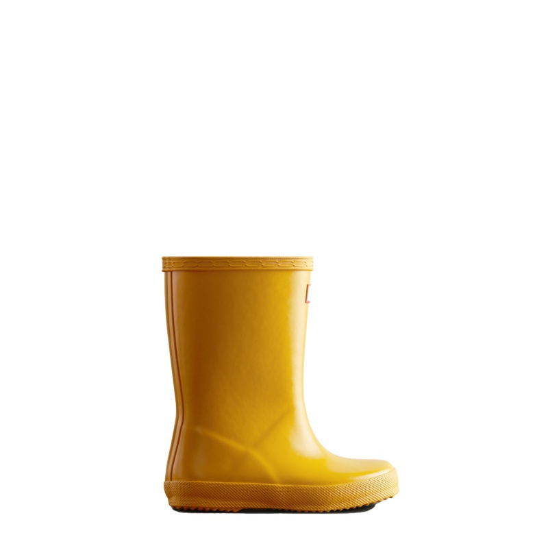 Hunter Boots Kids First Gloss Rain Boots Yellow | 45693-NXCE