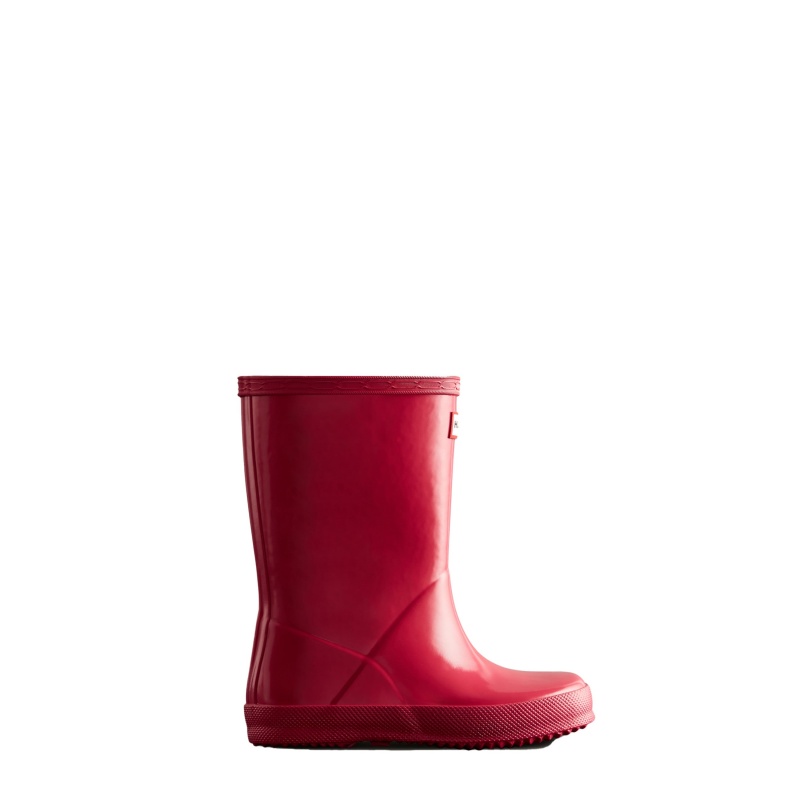 Hunter Boots Kids First Gloss Rain Boots Bright Pink | 07514-QZYI