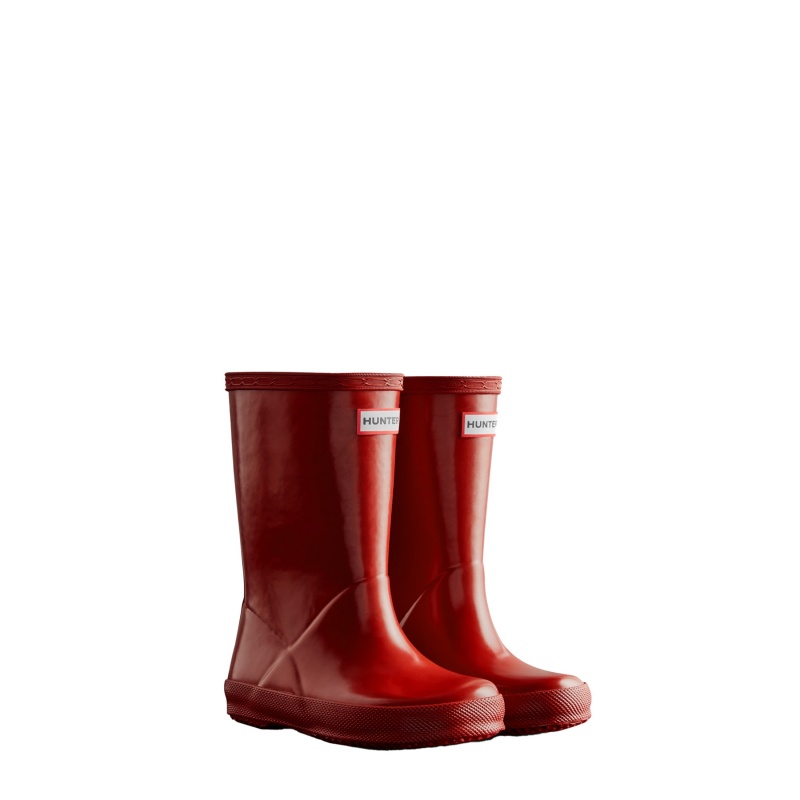 Hunter Boots Kids First Gloss Rain Boots Military Red | 76942-ZYKX