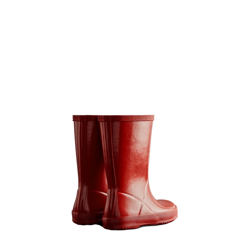 Hunter Boots Kids First Gloss Rain Boots Military Red | 76942-ZYKX