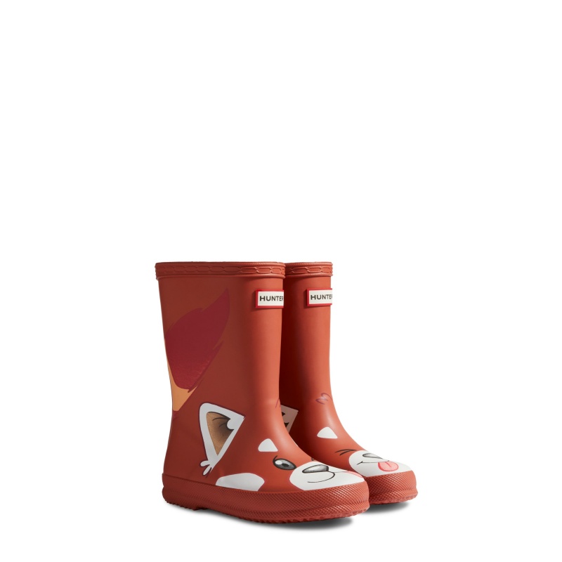 Hunter Boots Kids First Panda Rain Boots Rhythmic Clay | 80973-ZQMW