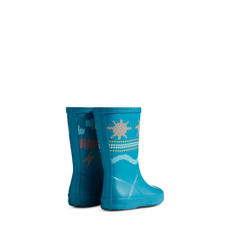 Hunter Boots Kids First Weather Boots Frolicking Blue | 42107-SKZI