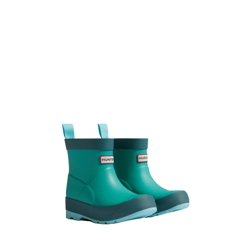 Hunter Boots Little Kids PLAY Rain Boots Thrum Green/Teal Tempo/Flowing | 60913-DMUK