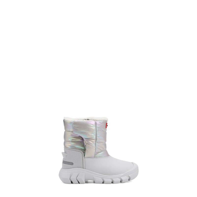 Hunter Boots Little Kids Reflective Camo Snow Boots Patter Grey/Rainbow | 30472-ULWH