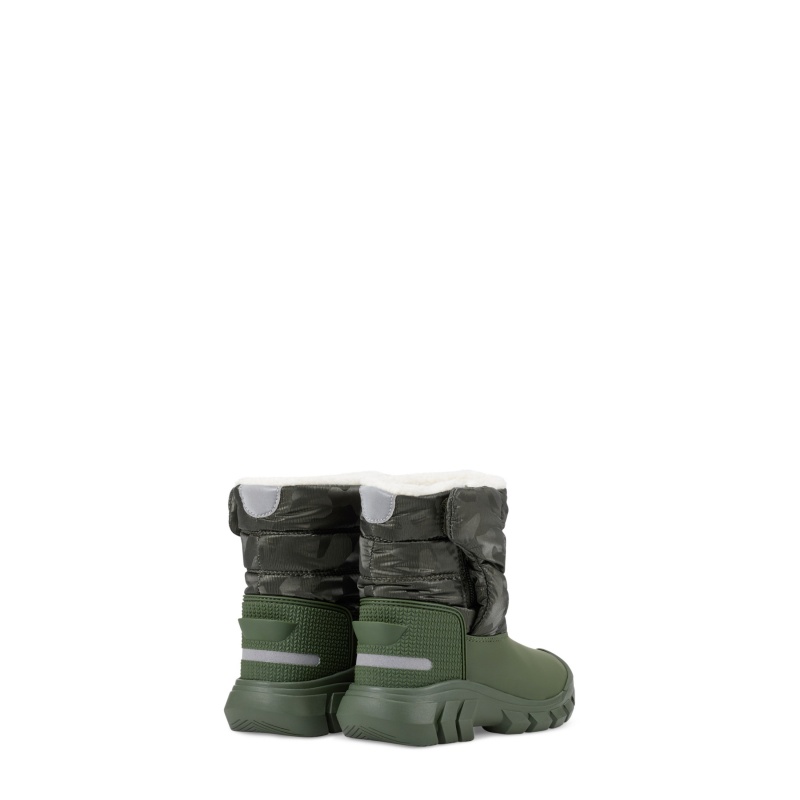 Hunter Boots Little Kids Reflective Camo Snow Boots Flexing Green | 27019-YRSF
