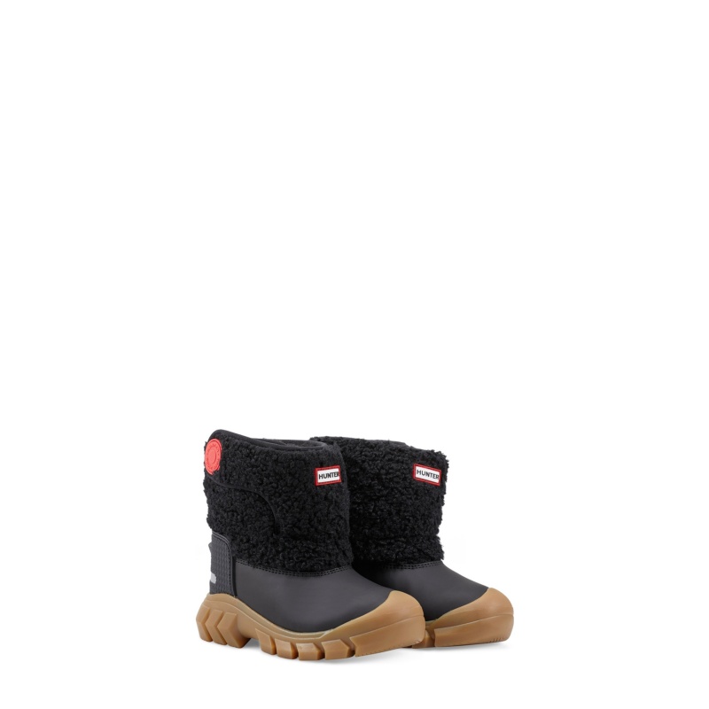 Hunter Boots Little Kids Strap Boucle Snow Boots Black/Natural Gum | 76413-WABR