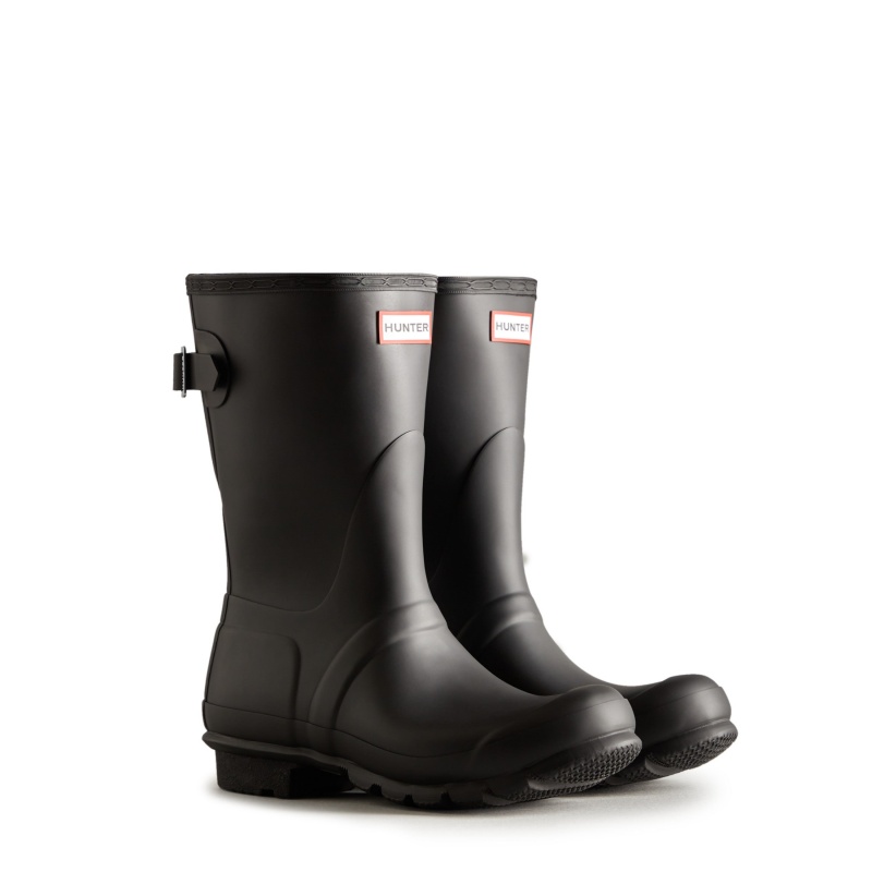 Hunter Boots Original Back Adjustable Short Rain Boots Black | 45231-FTZD