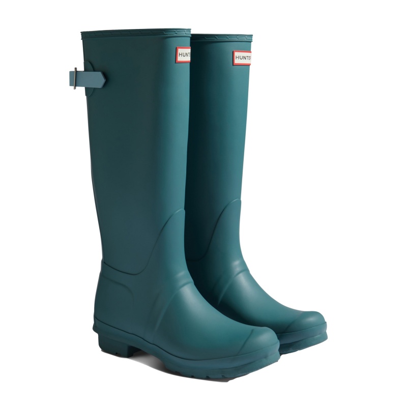 Hunter Boots Original Back Adjustable Tall Rain Boots Teal Tempo/Shifting Blue | 68573-XLMG