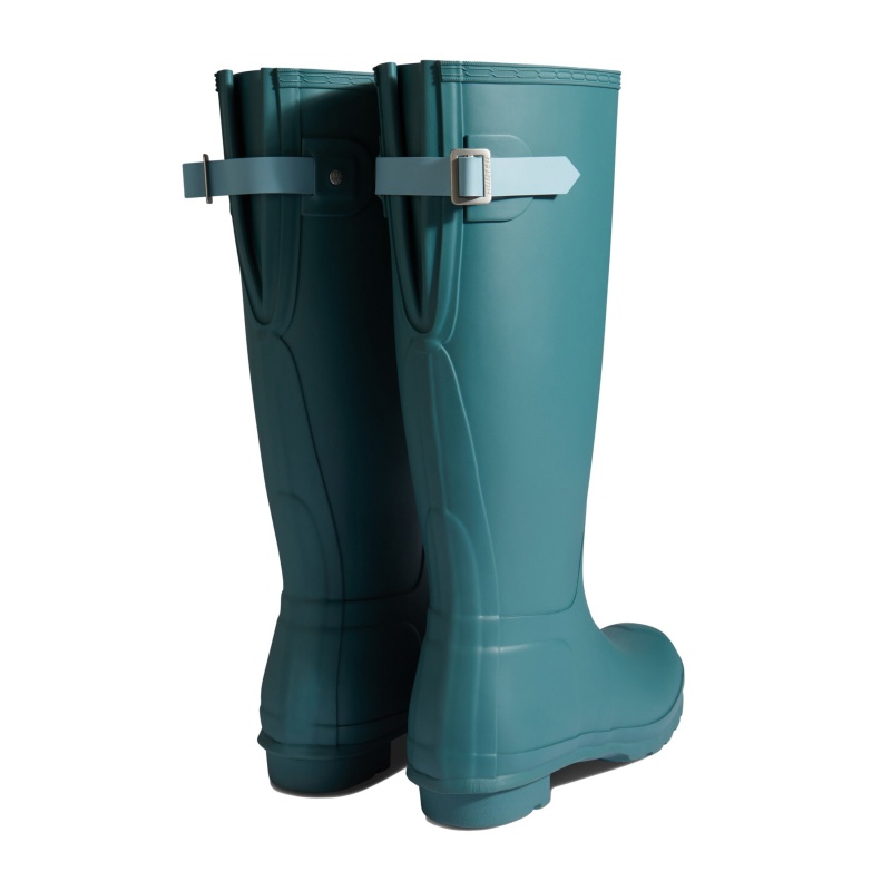 Hunter Boots Original Back Adjustable Tall Rain Boots Teal Tempo/Shifting Blue | 68573-XLMG