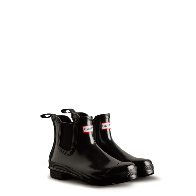 Hunter Boots Original Gloss Chelsea Boots Black | 16253-MZXJ
