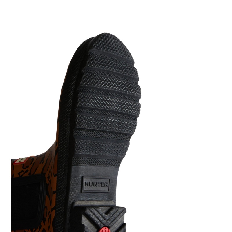 Hunter Boots Original Leopard Print Chelsea Boots Rich Tan/Saddle/Black | 90134-URQW