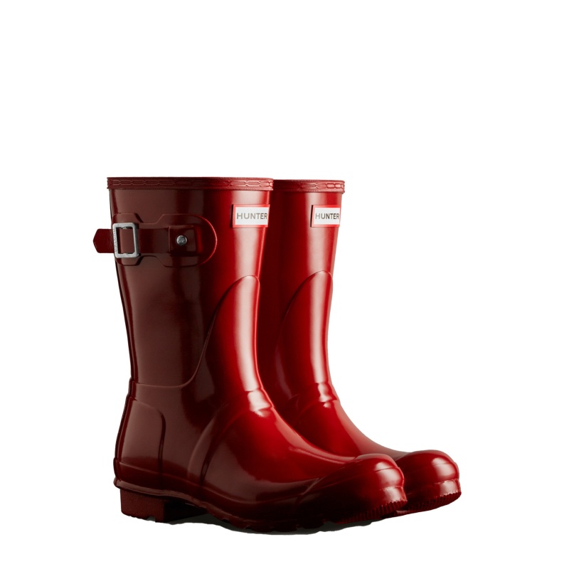 Hunter Boots Original Short Gloss Rain Boots Military Red | 93258-GYUJ