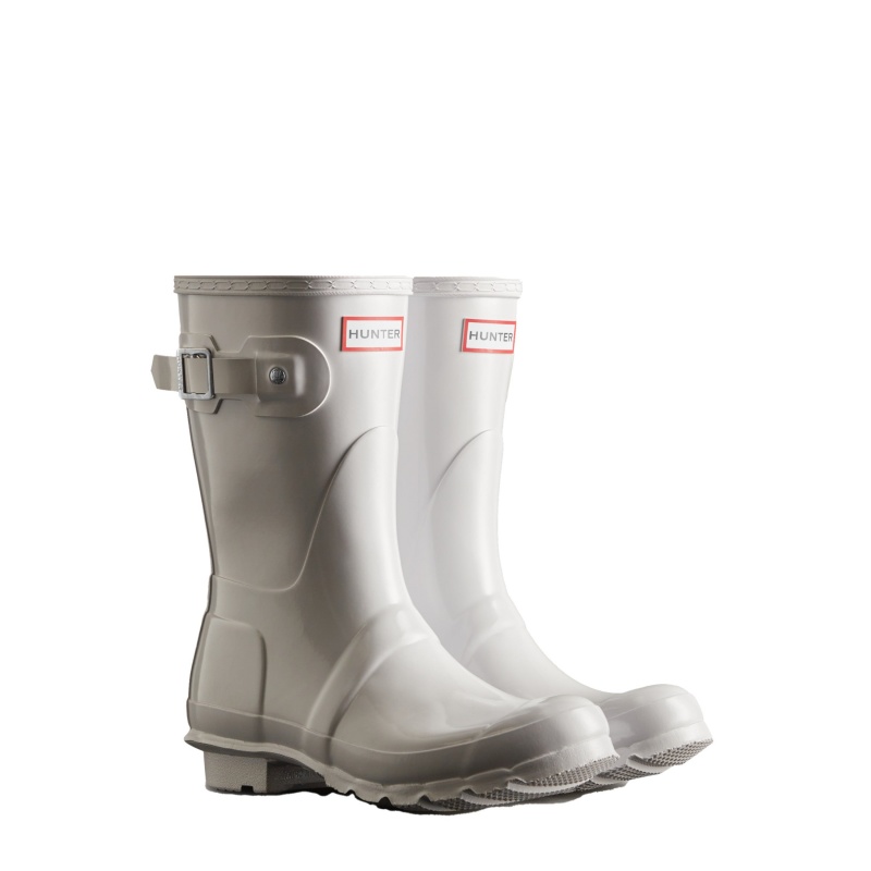 Hunter Boots Original Short Gloss Rain Boots White | 12957-YPFV