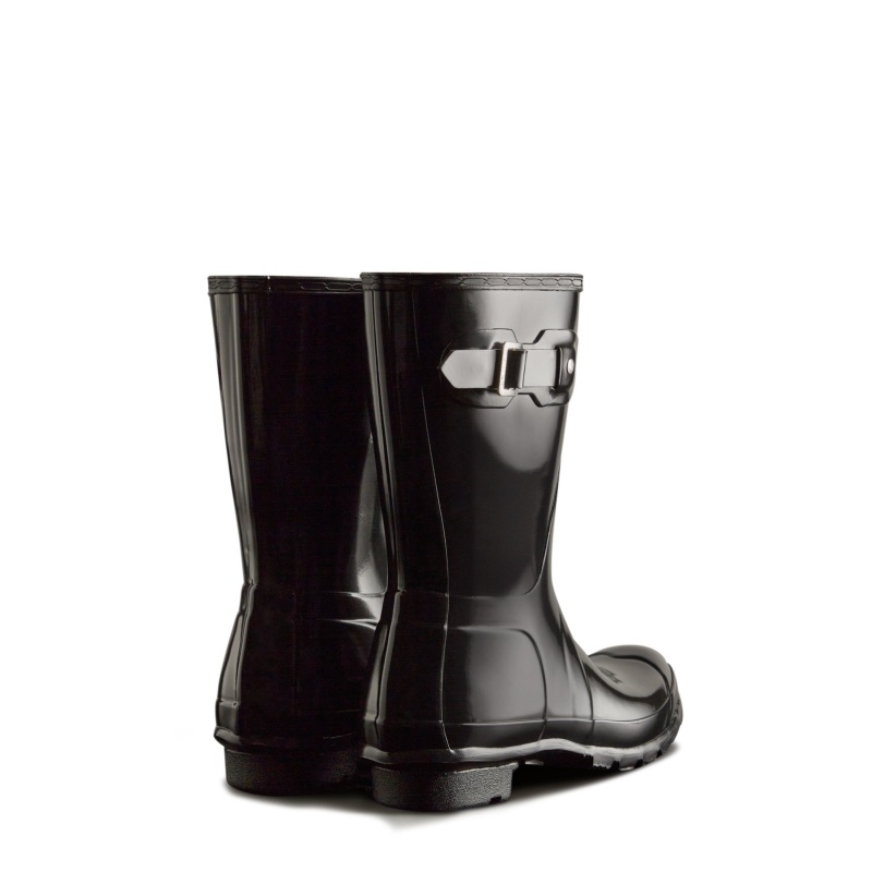 Hunter Boots Original Short Gloss Rain Boots Black | 12794-MQKB