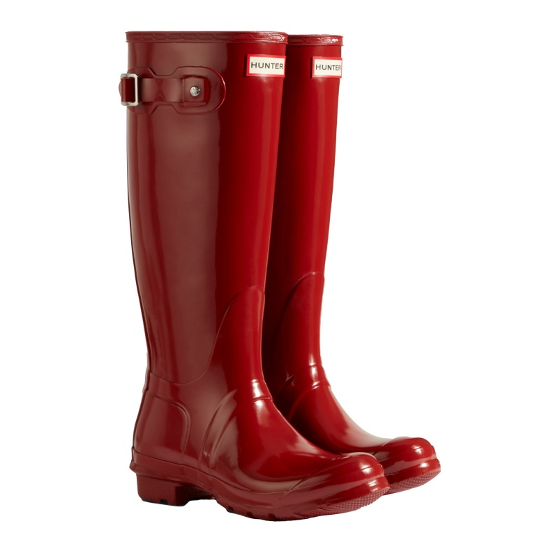 Hunter Boots Original Tall Gloss Rain Boots Military Red | 70359-RQBG