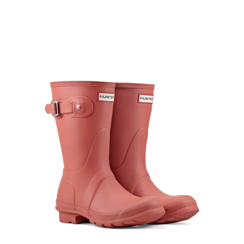 Hunter Boots Original Tri-Colour Logo Backstrap Short Rain Boots Red Flurry | 28071-EOTM