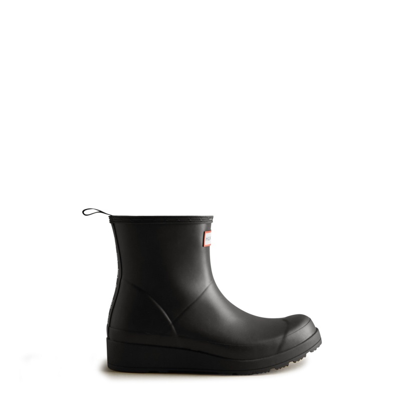 Hunter Boots PLAY HUNTER Backstrap Short Rain Boots Black/White | 53296-VMUR