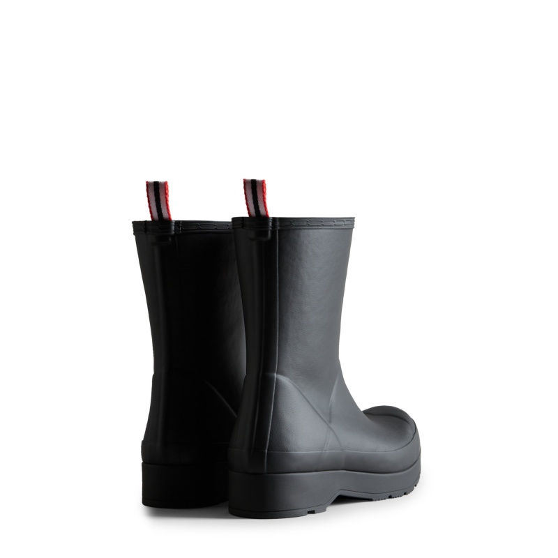 Hunter Boots PLAY Insulated Vegan Shearling Mid Rain Boots Black | 49728-LKON