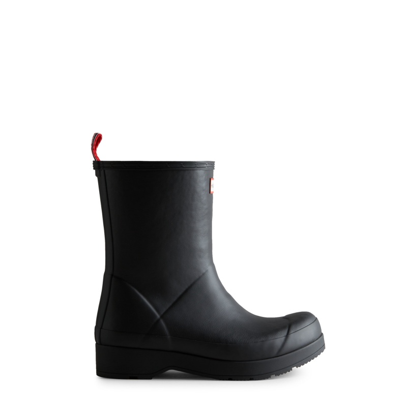 Hunter Boots PLAY Insulated Vegan Shearling Mid Rain Boots Black | 49728-LKON