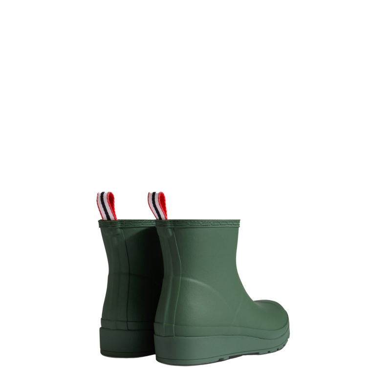 Hunter Boots PLAY Insulated Vegan Shearling Short Rain Boots Flexing Green/White Willow | 19280-MIZX