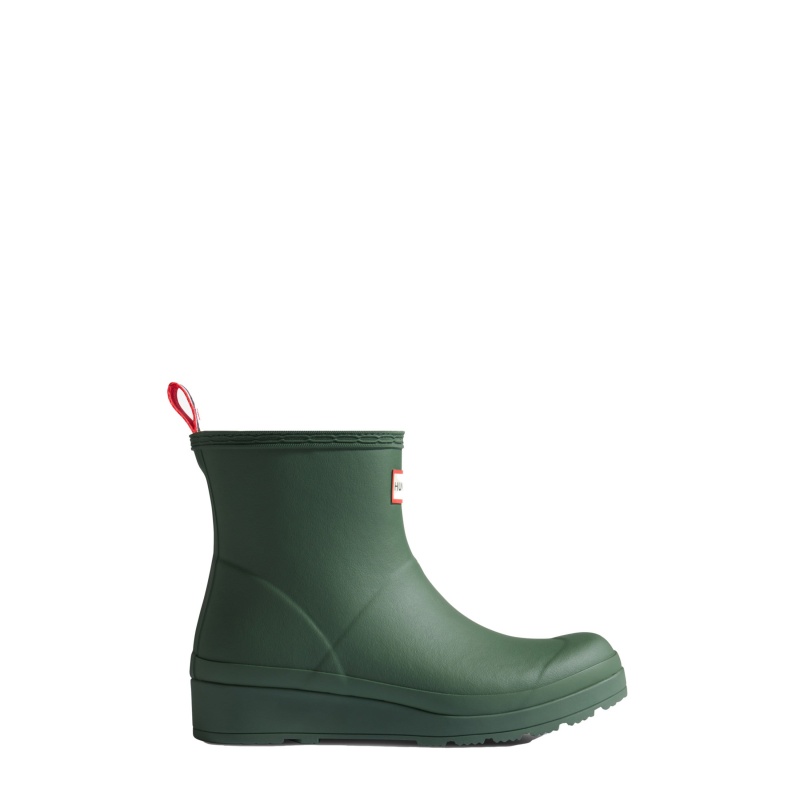 Hunter Boots PLAY Insulated Vegan Shearling Short Rain Boots Flexing Green/White Willow | 19280-MIZX